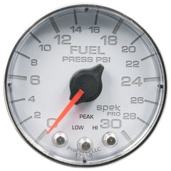 AutoMeter Gauge, Fuel Press, 2 1/16", 30PSI, Stepper Motor W/Peak & Warn, Wht/Chrm, Spek — Red (P316118)