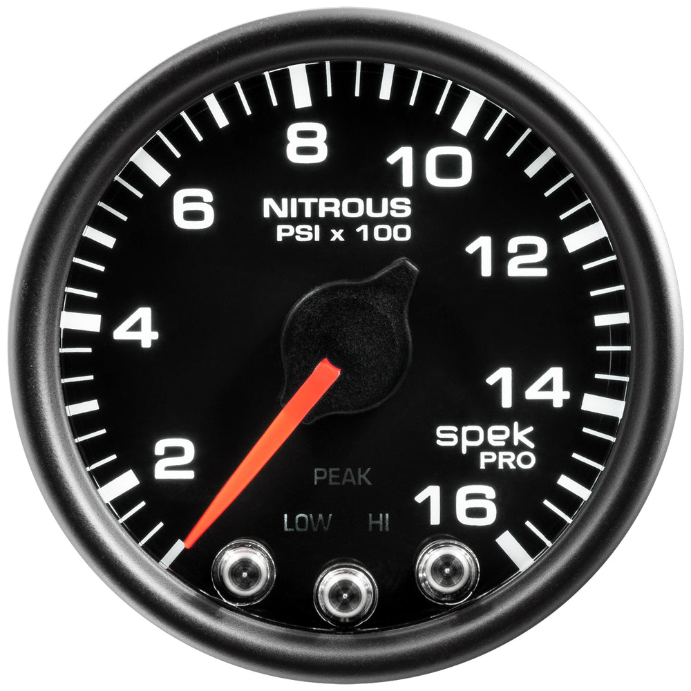 AutoMeter 2-1/16" Nitrous Pressure, 0-1600 PSI, Spek-Pro, Black/Black (P32032)