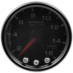 AutoMeter 2-1/16" Nitrous Pressure, 0-1600 PSI, Spek-Pro, Black/Black (P32052)