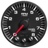 GAUGE, TACH, 2 1/16", 8K RPM, W/ SHIFT LIGHT & PEAK MEM, BLK/BLK, SPEK-PRO — Red (P334328)