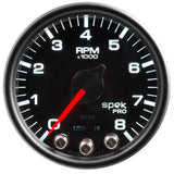 GAUGE, TACH, 2 1/16", 8K RPM, W/ SHIFT LIGHT & PEAK MEM, BLK/BLK, SPEK-PRO — Red (P33432)