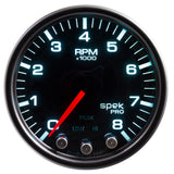 GAUGE, TACH, 2 1/16", 8K RPM, W/ SHIFT LIGHT & PEAK MEM, BLK/SMOKE/BLK, SPEK-PRO