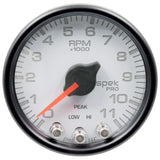 GAUGE, TACH, 2 1/16", 11K RPM, W/ SHIFT LIGHT & PEAK MEM, WHT/BLK, SPEK-PRO — Red (P33612)