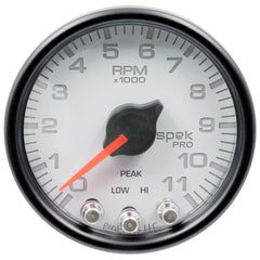 AutoMeter Gauge, Tach, 2 1/16", 11K RPM, W/ Shift Light & Peak Mem, Wht/Blk, Spek-Pro — Red (P33612)