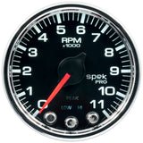 GAUGE, TACH, 2 1/16", 11K RPM, W/ SHIFT LIGHT & PEAK MEM, BLK/CHRM, SPEK-PRO — Red (P33631)