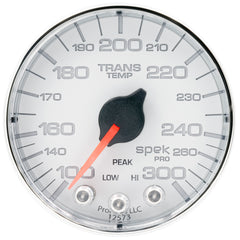 AutoMeter Gauge, Trans Temp, 2 1/16", 300°F, Stepper Motor W/PK & Wrn, Wht/Chrm, Spek-Pro — Red (P342118)