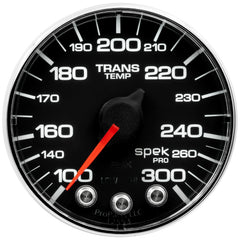 AutoMeter Gauge, Trans Temp, 2 1/16", 300°F, Stepper Motor W/PK & Wrn, Blk/Chrm, Spek-Pro — Red (P342318)