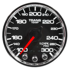 AutoMeter Gauge, Trans Temp, 2 1/16", 300°F, Stepper Motor W/PK & Wrn, Blk/Chrm, Spek-Pro — Red (P34231)