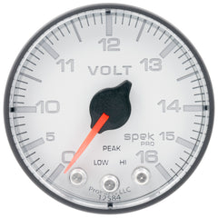 AutoMeter Gauge, Voltmeter, 2 1/16", 16V, Stepper Motor W/Peak & Warn, Wht/Blk, Spek-Pro — Red (P344128)