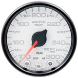 GAUGE, WATER TEMP, 2 1/16", 300?F, STEPPER MOTOR W/PEAK & WARN, WHT/BLK, SPEK — Red (P34612)