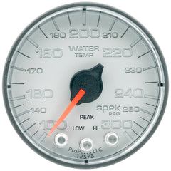 AutoMeter Gauge, Water Temp, 2 1/16", 300°F, Stepper Motor W/Peak & Warn, Slvr/Blk, Spek — Red (P346228)
