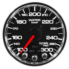 AutoMeter Gauge, Water Temp, 2 1/16", 300°F, Stepper Motor W/Peak & Warn, Blk/Chrm, Spek — Red (P34631)