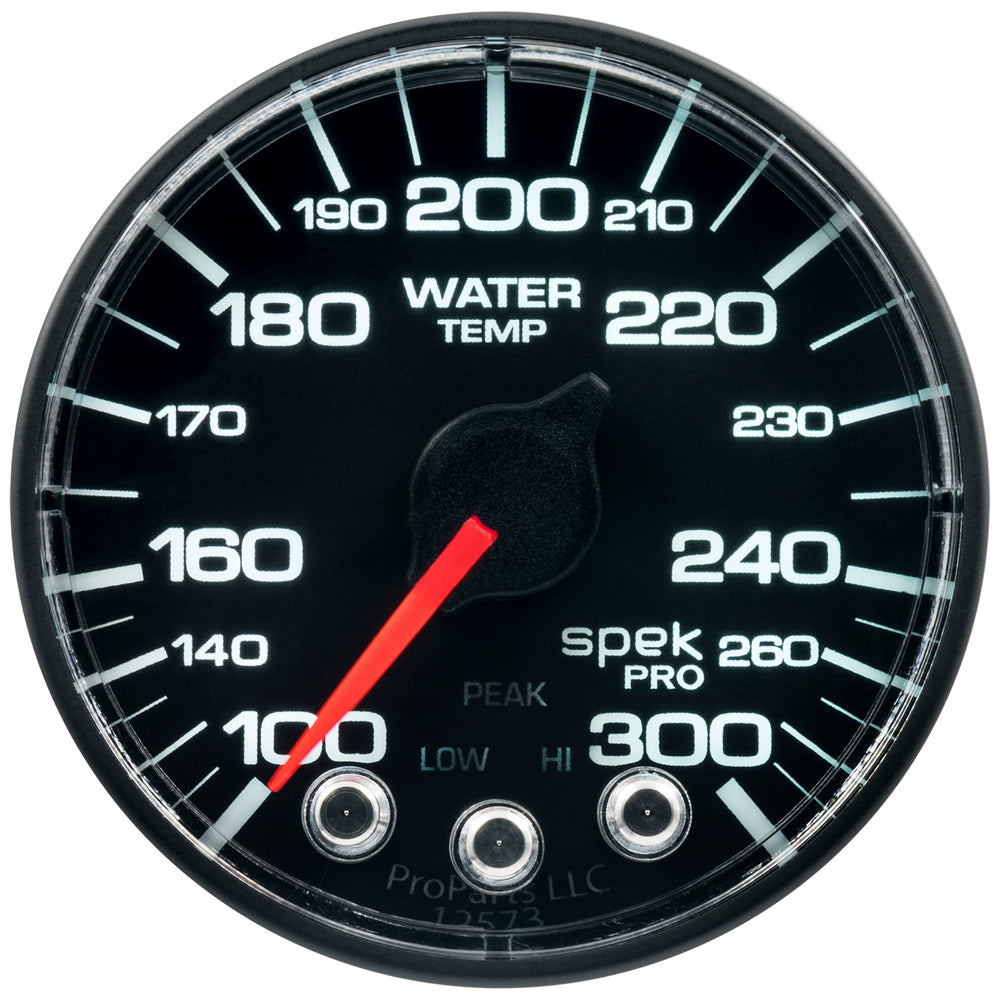 AutoMeter 2-1/16" Water Temperature, 100-300 F, Spek-Pro, Black/Black
