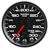 GAUGE, WATER TEMP, 2 1/16", 300?F, STEPPER MOTOR W/PEAK & WARN, BLK/BLK, SPEK — Red (P34632)