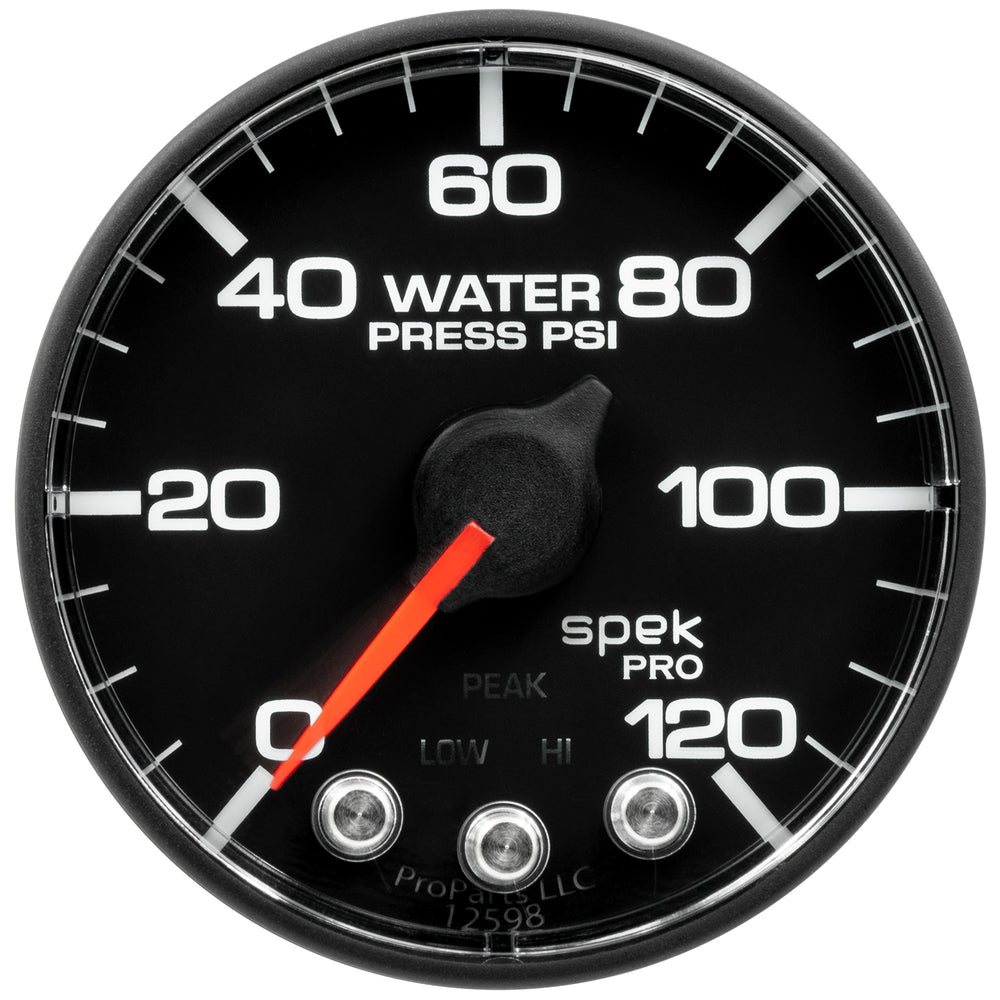 AutoMeter 2-1/16" Water Pressure, 0-120 PSI, Spek-Pro, Black/Black (P349328)
