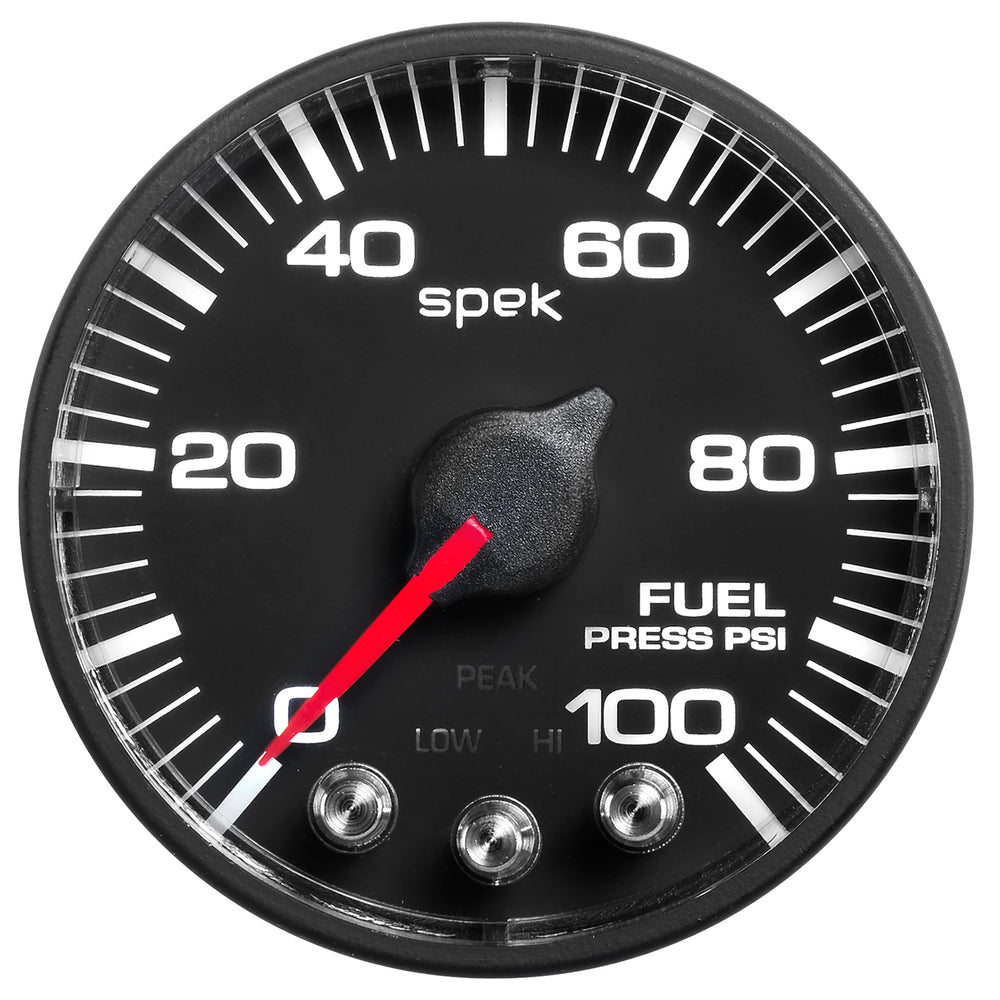 AutoMeter 2-1/16" Fuel Pressure, 0-100 PSI, Spek-Pro, Black/Black, ECU (P514328)