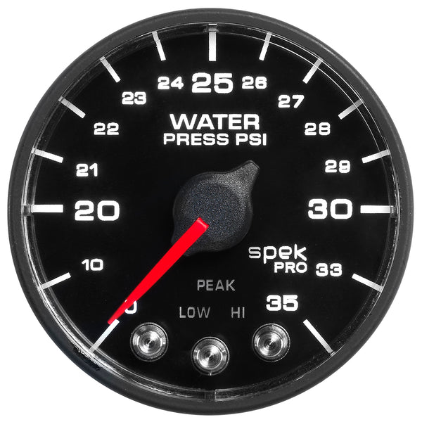 AutoMeter 2-1/16" Water Pressure, 0-35 PSI, Spek-Pro, Black/Black, ECU