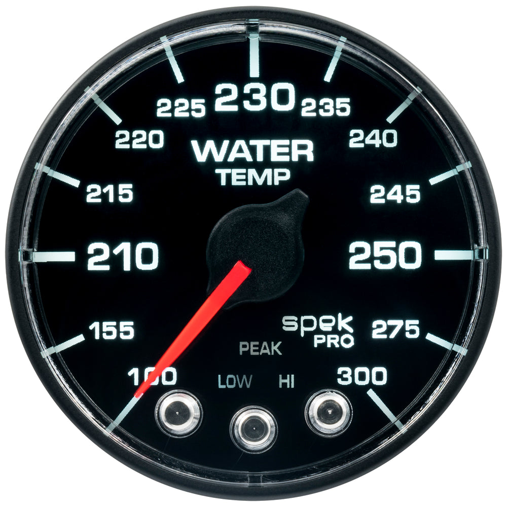 AutoMeter 2-1/16" Water Temperature, 100-300 F, Spek-Pro, Black/Black, ECU (P546328-N2)