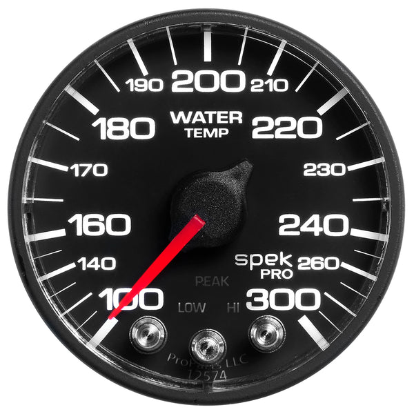 AutoMeter 2-1/16" Water Temperature, 100-300 F, Spek-Pro, Black/Black, ECU (P546328)