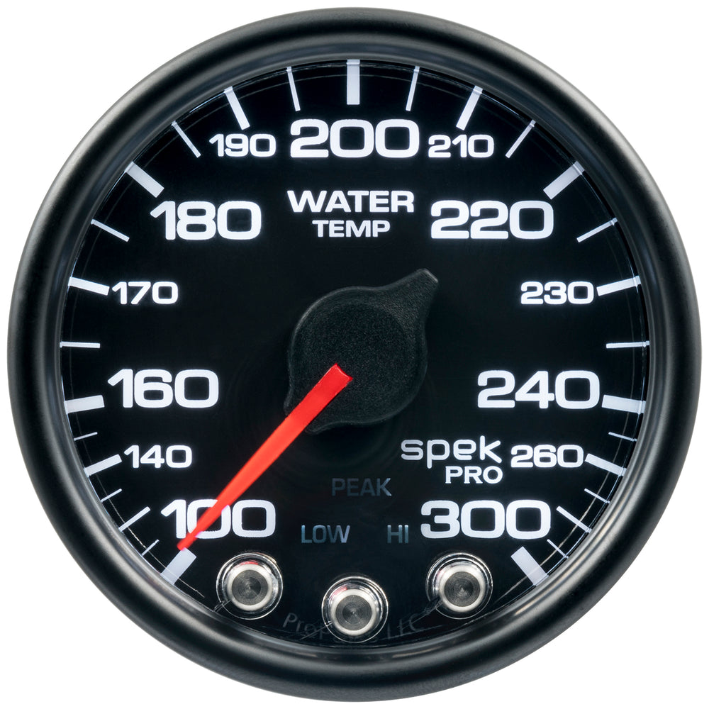 AutoMeter 2-1/16" Water Temperature, 100-300 F, Spek-Pro, Black/Black, ECU (P54632)