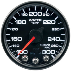 AutoMeter 2-1/16" Water Temperature, 100-300 F, Spek-Pro, Black/Black, ECU (P54632)