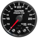 2-1/16" WATER PRESSURE, 0-30 PSI, SPEK-PRO, BLACK/BLACK, ECU
