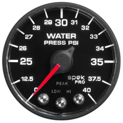 AutoMeter 2-1/16" Water Pressure, 0-40 PSI, Spek-Pro, Black/Black, ECU