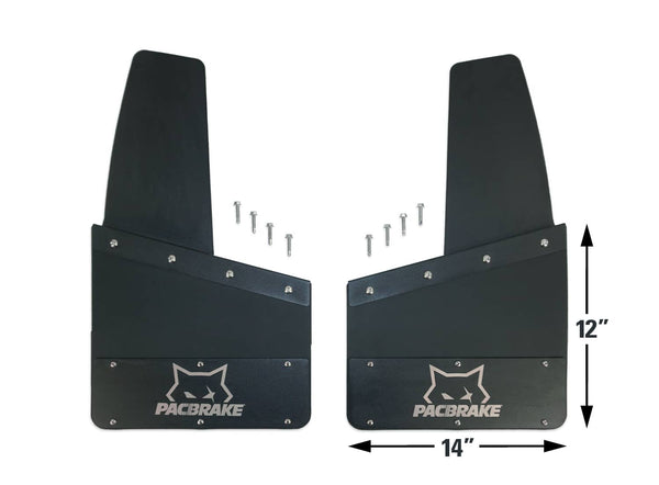Pacbrake Kickback Mud Flap Set, Universal, Black Powder Coated, 14"W X 12"L