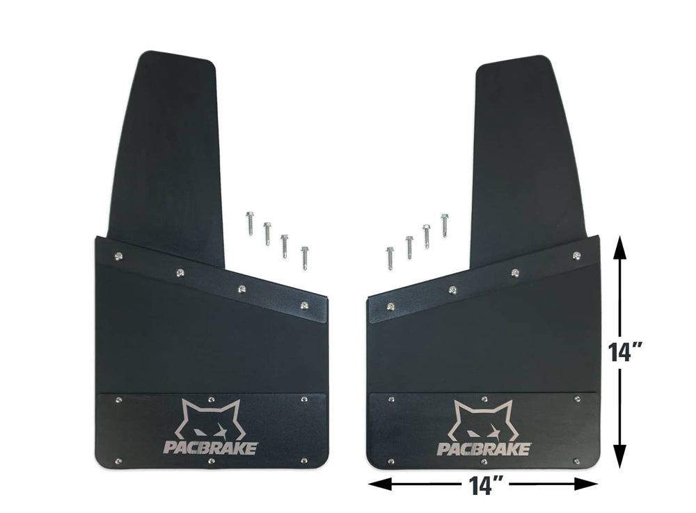 Pacbrake Kickback Mud Flap Set, Universal, Black Powder Coated, 14"W X 14"L