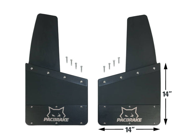 Pacbrake Kickback Mud Flap Set, Universal, Black Powder Coated, 14"W X 14"L