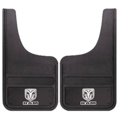 Plasticolor Black Metal Mud Flaps Front 12X23 with Ram Logo