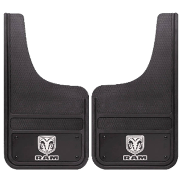 Plasticolor Black Metal Mud Flaps Front 12X23 with Ram Logo