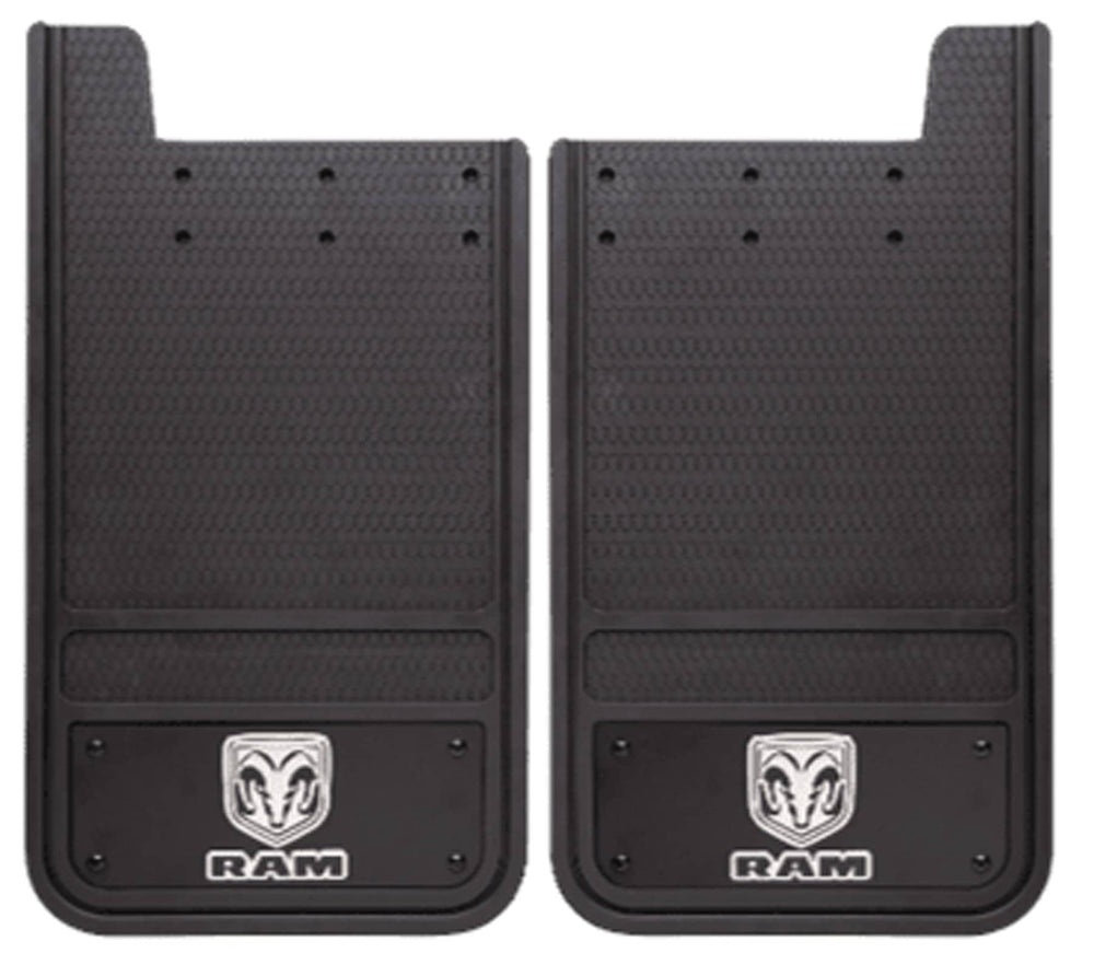 Plasticolor Black Metal Mud Flaps Rear 12X23 with Ram Logo