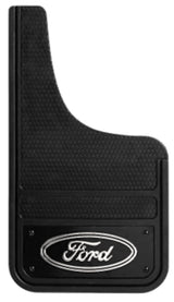 BLACK METAL MUD FLAPS FRONT 12X22 WITH FORD LOGO