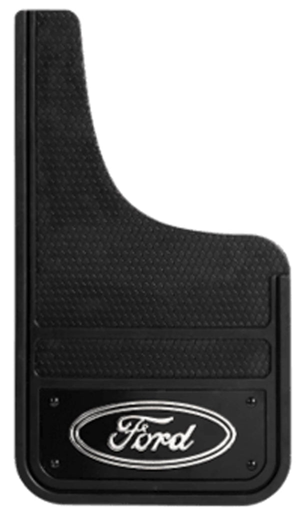 Plasticolor Black Metal Mud Flaps Front 12X22 with Ford Logo