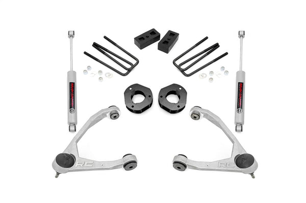Rough Country Ensemble de rehaussement 3.5 po - 07-16 Silverado / Sierra 1500 avec bras de suspension supérieurs forgés - acier moulé
