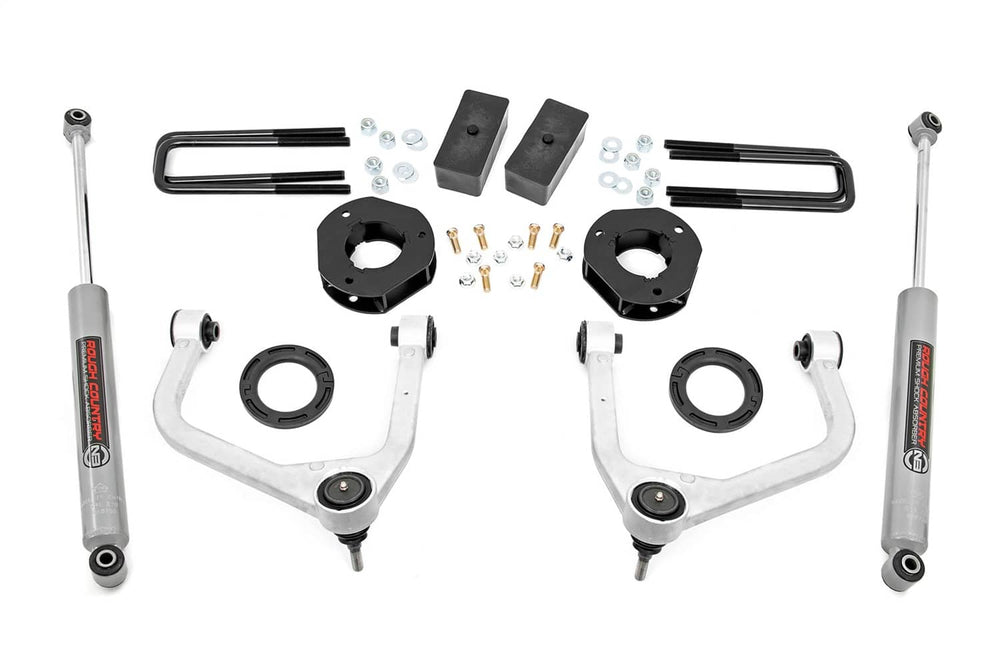 Rough Country 3.5" Lift Kit with Strut Spacers and N3 Rear Shocks - 19-24 Sierra 1500 (EXCLUDING AT4/AT4X/DENALI)