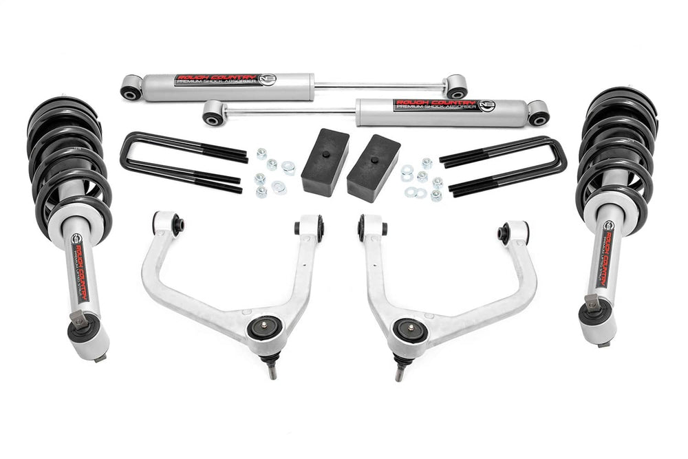 Rough Country 3.5" Lift Kit with N3 Struts and Shocks - 19-24 Sierra 1500 (EXCLUDING AT4/AT4X/DENALI)