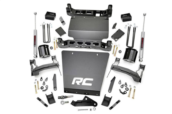 Rough Country Ensemble de rehaussement 5 po avec entretoises de jambe de force et amortisseurs arrière N3 | 14-18 Silverado / Sierra 1500