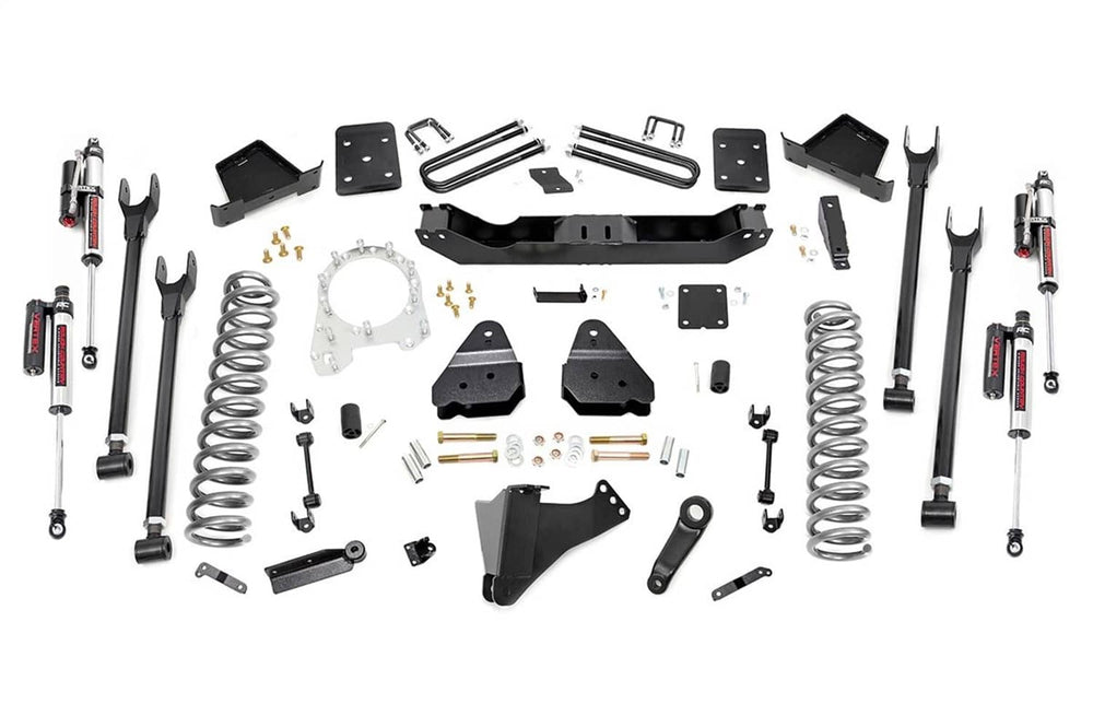 Rough Country 6" Lift Kit - 17-22 Super Duty Diesel with Vertex Coilovers - Overloads - 4 Link
