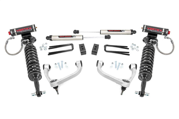 Rough Country Ensemble de rehaussement 3 po - 14-20 F150 4WD avec combinés filetés Vertex - bras de suspension supérieurs