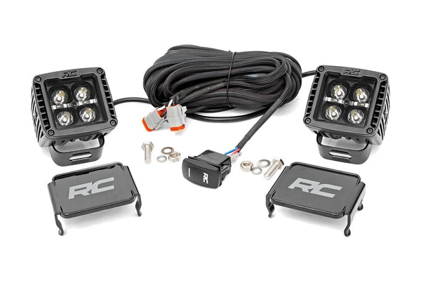 Rough Country 2 Inch Black Series LED Light Pods Cool White DRL