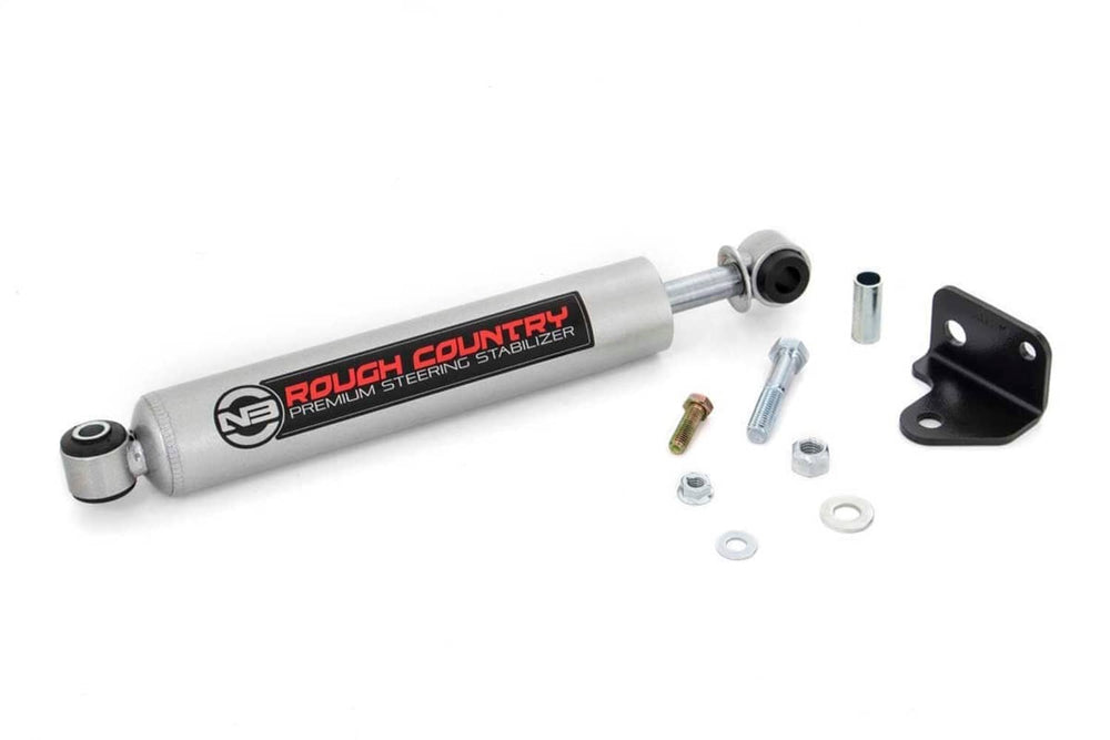 Rough Country N3 Steering Stabilizer - 07-18 Wrangler JK - Relocation Bracket