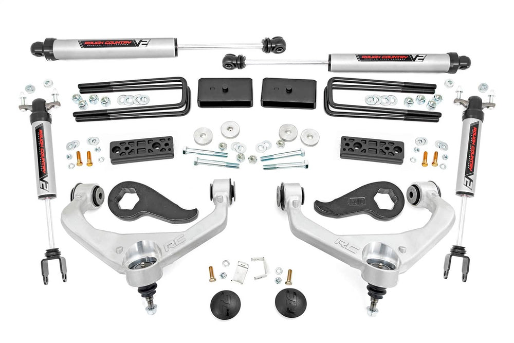 Rough Country 3" Lift Kit with V2 Shocks - 20-26 Silverado/Sierra HD Without Overloads (EXCLUDING AT4X/ZR2)
