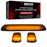 RECON 3 PIECE SMOKED CAB LIGHT SET WITH AMBER LEDS ; 15-19 SILVERADO/SIERRA HD WITH OEM FACTORY INSTALLED CAB ROOF LIGHT
