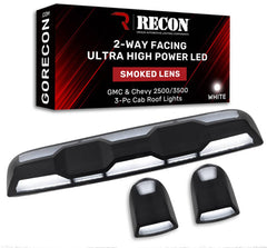 Recon 3 Piece Smoked Cab Light Set with White Leds - 20-26 Silverado/Sierra HD with OEM Factory Installed Cab Roof Lights