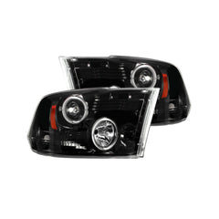Recon Smoked Projector Headlight - Dodge Ram 09-18 1500/10-18 2500/3500 - Does Not Fit Models with Factory Projector Headlights