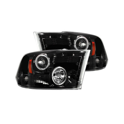 Recon Smoked Projector Headlight - Dodge Ram 09-18 1500/10-18 2500/3500 - Does Not Fit Models with Factory Projector Headlights