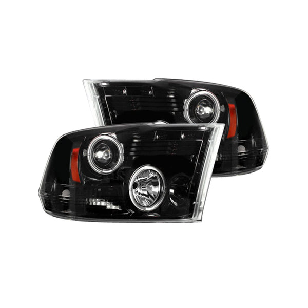 Recon Smoked Projector Headlight - Dodge Ram 09-18 1500/10-18 2500/3500 - Does Not Fit Models with Factory Projector Headlights
