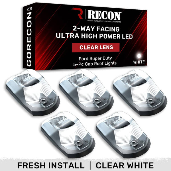 Recon 5 Piece Clear Cab Light Set with White Leds - 17-26 Super Duty